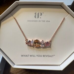 Elegant Rose Gold Necklace with Multicolor Gemstones